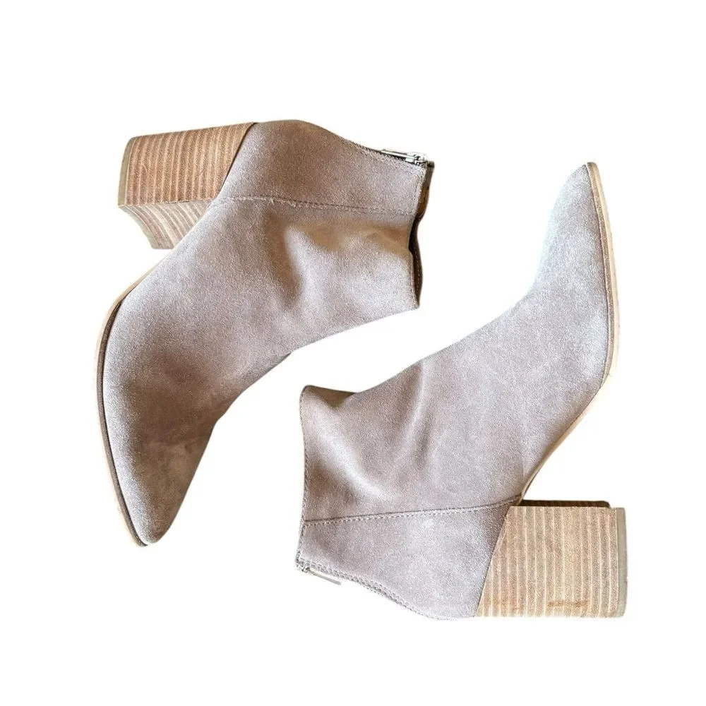 Steve Madden Jillian Ankle Boots Womens Size 9 Taupe Suede Leather Back Zip